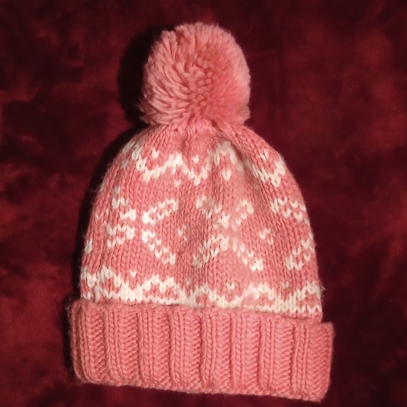 [NWOT] Pink/white IGLOOS poof ball beanie - Picture 2 of 3